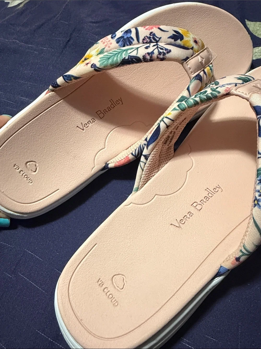 Vera Bradley Pink Floral Cushioned Flip Flops